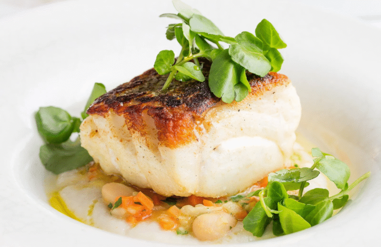 Seafood served at a restaurant