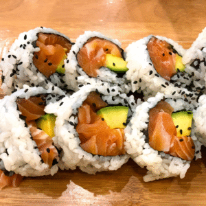 Smoked Salmon Avocado Roll (Uramaki)