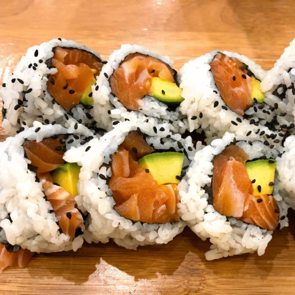 Smoked Salmon Avocado Roll (Uramaki)
